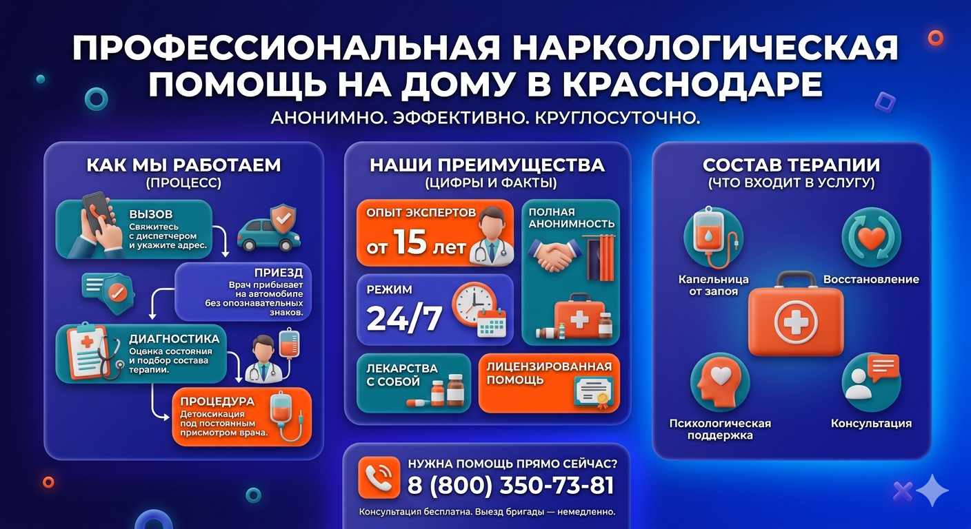 Инфографика о принципах лечения алкоголизма на дому в Богдановиче: этапы вызова нарколога, преимущества анонимной детоксикации и состав медицинской помощи.